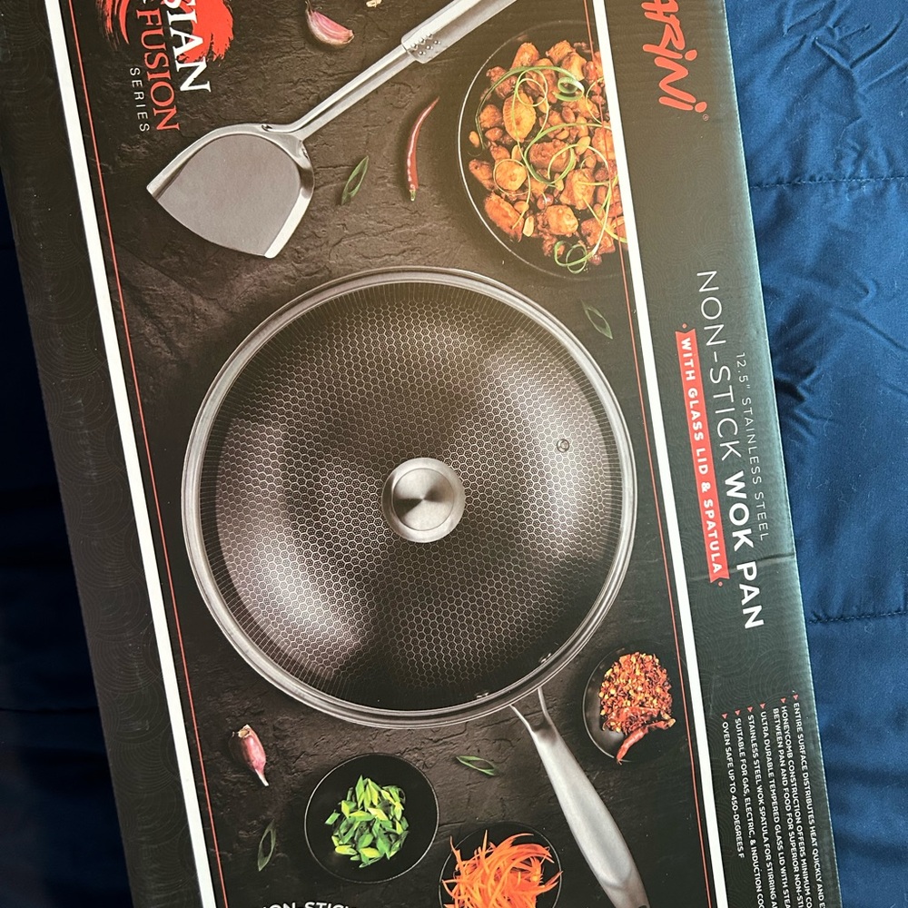 PARINI • Non-Stick Wok Pan • 12.5” x 3.5” • Black/Grey • - Picture 2 of 4